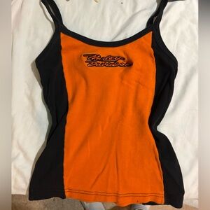 Harley-Davidson Orange and Black Crop Top